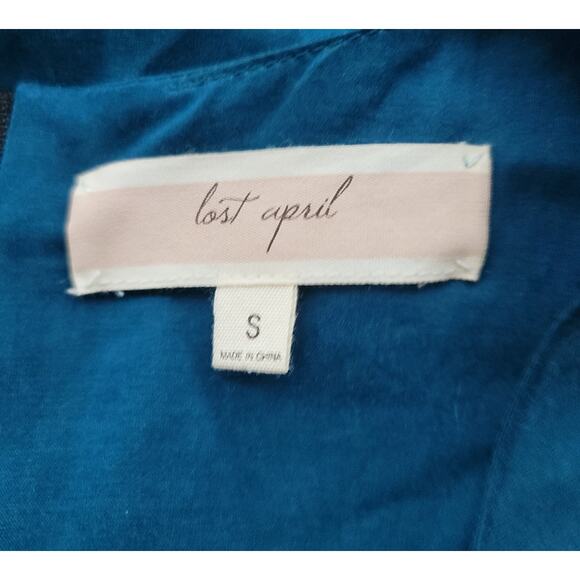 Lost April Blue Sleeveless Ruffled Mini Dress Small Pleated Bodice Soft Flowy - Picture 5 of 6